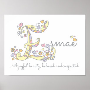 Esmae girls name meaning letter E poster