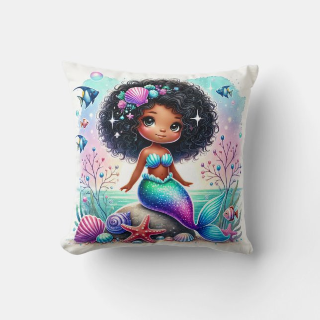 Esme Mermazing Mermaid Throw Pillow (Front)