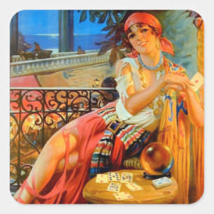 Esme, vintage fortune teller square sticker