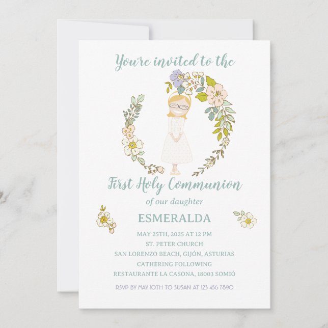 ESMERALDA Communion Invitation (Front)