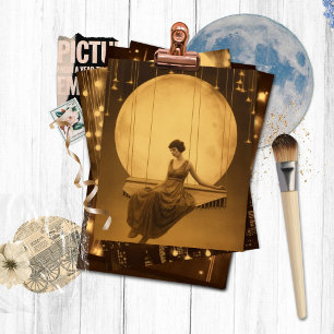 Esmeray Paper Moon Girl, Vintage Photograph Jazz Postcard