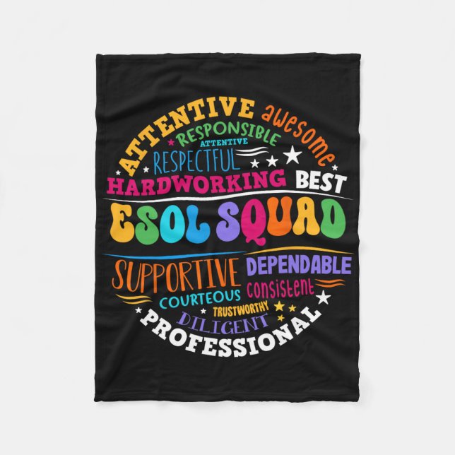 Esol Squad Teachers And Students Team Back To Scho Fleece Blanket (Front)