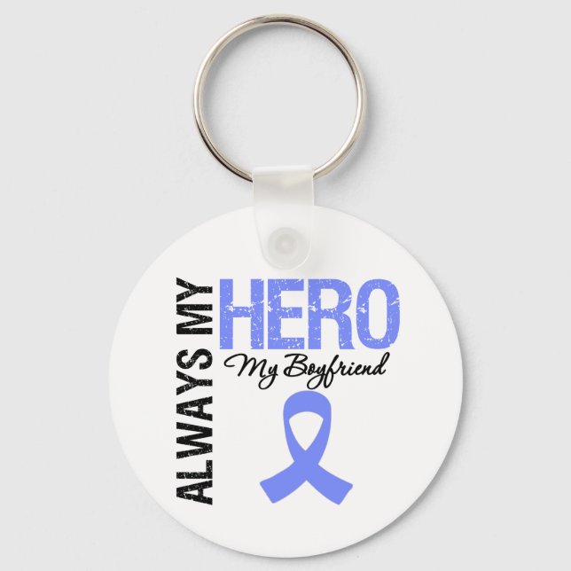 Esophageal Cancer Always My Hero My Boyfriend Key Ring (Front)