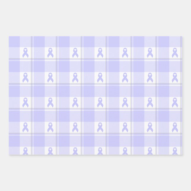 Esophageal Cancer Awareness Plaid Periwinkle Wrapping Paper Sheet (Front)