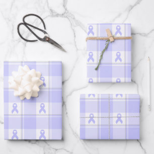 Esophageal Cancer Awareness Plaid Periwinkle Wrapping Paper Sheet