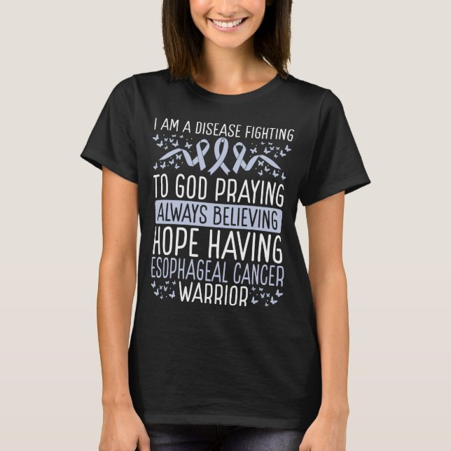 Esophageal Cancer Warrior Disease Awareness Ribbon T-Shirt (Front)