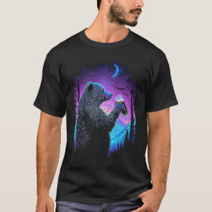 Esoteric Bear drinking Beer Night Forest  3 T-Shirt