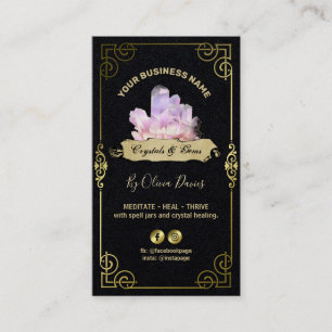 Esoteric Crystal Black Pink And Gold Business Card