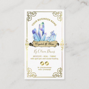 Esoteric Crystal White Blue And Gold Business Card