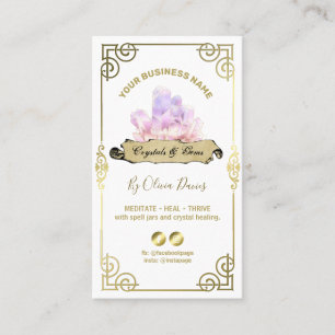 Esoteric Crystal White Pink And Gold Business Card