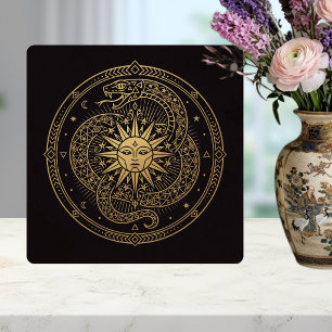 Esoteric Gold Serpent Sun Celestial Mandala  Tile