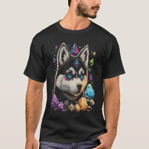 Esoteric Husky Dog Crystals Cute Illustration  1 T-Shirt