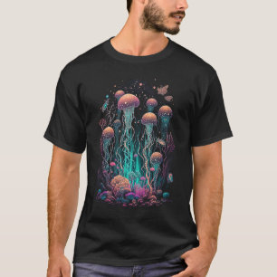 Esoteric Jellyfish Crystals Cute Illustration T-Shirt