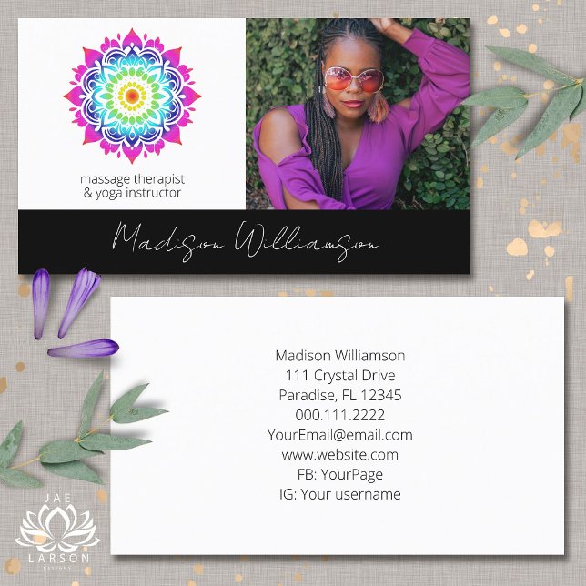 Esoteric Mandala Holistic Metaphysical Boho Photo  Business Card (Creator Uploaded)