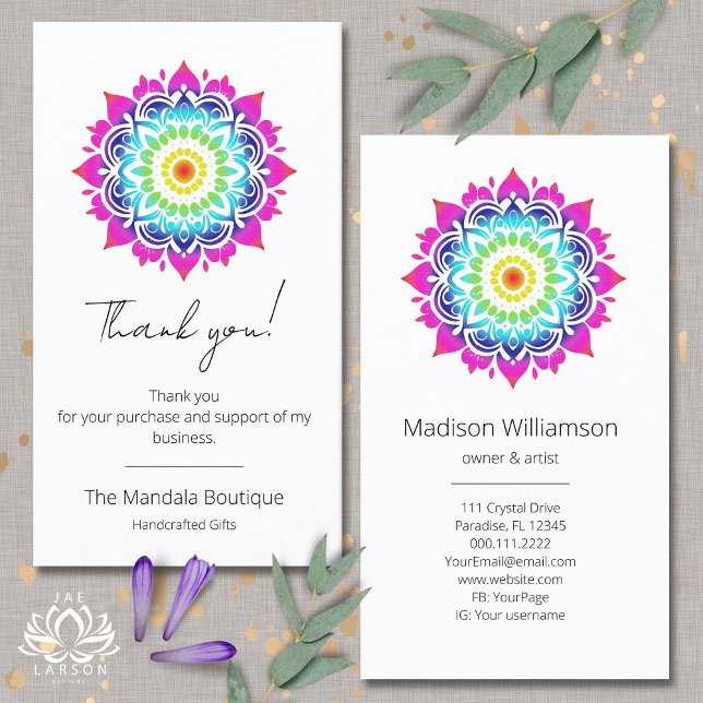 Esoteric Mandala Holistic Metaphysical Thank You Business Card (Creator Uploaded)