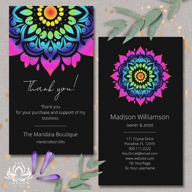 Esoteric Mandala Holistic Metaphysical Thank You Business Card (Creator Uploaded)