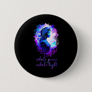 Esoteric Meditation Watercolour Inhale Peace Exhal 6 Cm Round Badge