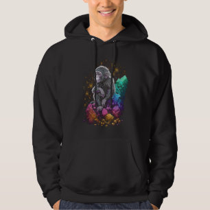 Esoteric Monkey Ape Crystals Cute Illustration Hoodie