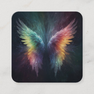 *~* Esoteric Mystical Rainbow Angel Wings AP78 QR Square Business Card