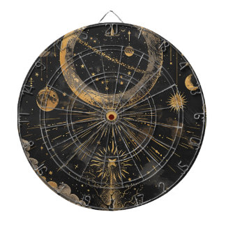 Esoteric Night Sky Black and Gold Dartboard