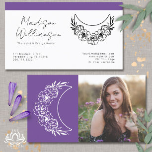 Esoteric Psychic Energy Modern Crescent Moon Photo Business Card