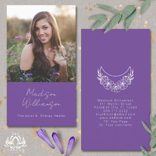 Esoteric Psychic Energy Modern Crescent Moon Photo Business Card