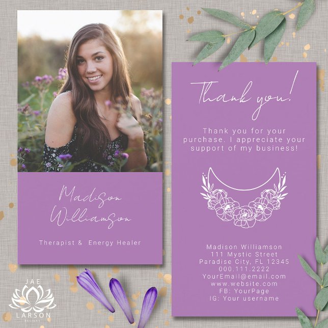 Esoteric Psychic Modern Photo Customer Thank You Business Card (Creator Uploaded)