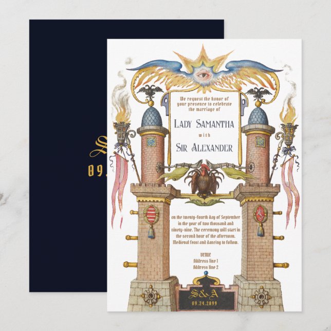 Esoteric Renaissance Manuscript Mediaeval Wedding Invitation (Front/Back)