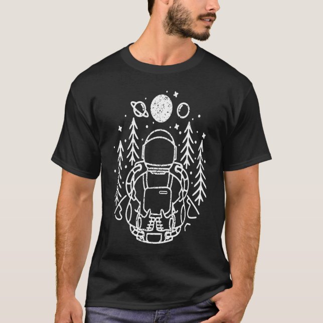 Esoteric Spiritual Moon Space Astronaut Line T-Shirt (Front)