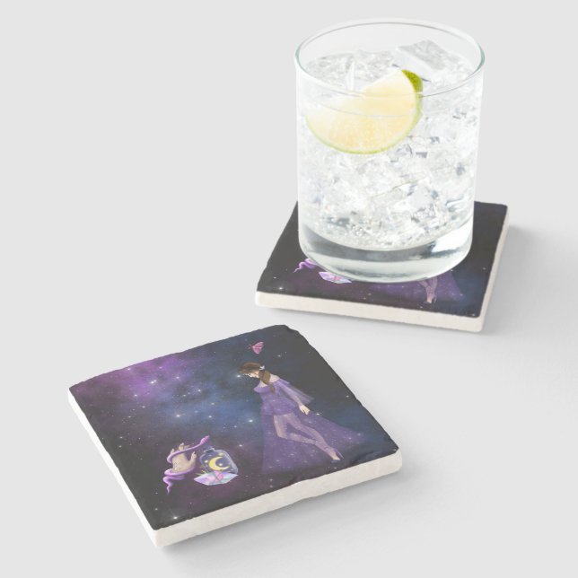 Esoteric Witchcraft Magick Purple Gift For Witch Stone Coaster (Side)
