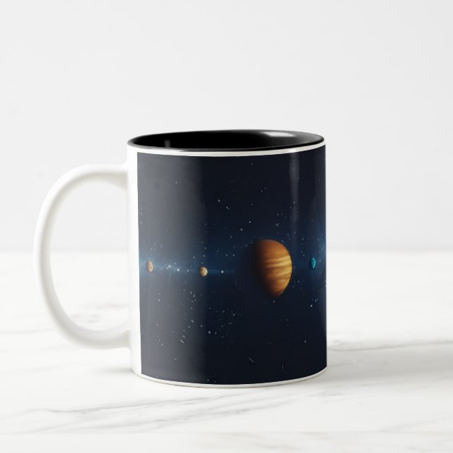  Espacio Exterior con Alineación de Planeta Two-Tone Coffee Mug (Left)