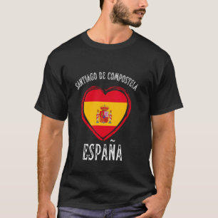 España Flag Heart Santiago De Compostela City T-Shirt