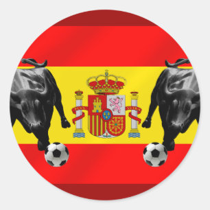 España La Furia Roja futbol Toro Flag of Spain Classic Round Sticker