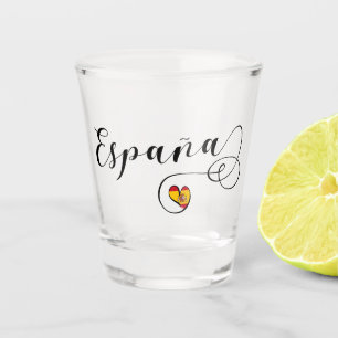 España Spain Flag Heart Script Shot Glass