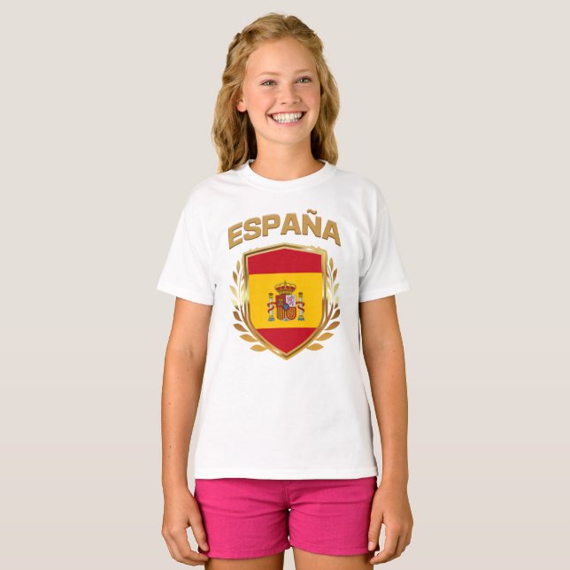 Espana Spain Flag Shield T-Shirt (Front Full)