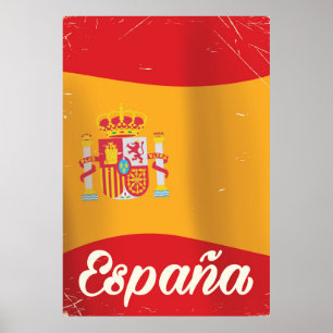 España vintage travel  vintage map vacation poster