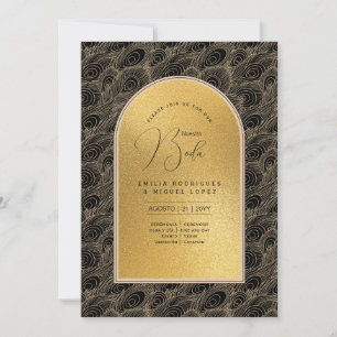 Espanol Invitación Boda Elegant Black Gold Wedding Invitation