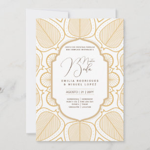 Espanol Invitación Boda Elegant White Gold Ornate  Invitation