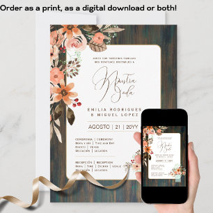 Espanol Invitación de Boda Floral Wedding Rustic I Invitation
