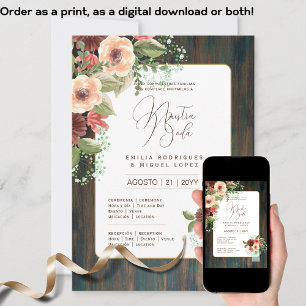 Espanol Invitación de Boda Floral Wedding Rustic I Invitation