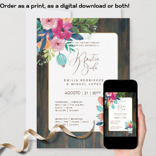 Espanol Invitación de Boda Floral Wedding Rustic I Invitation