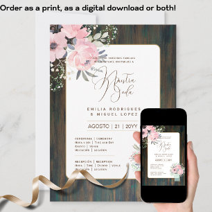 Espanol Invitación de Boda Floral Wedding Rustic I Invitation