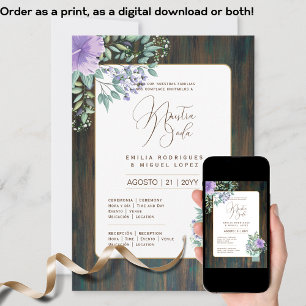 Espanol Invitación de Boda Floral Wedding Rustic I Invitation