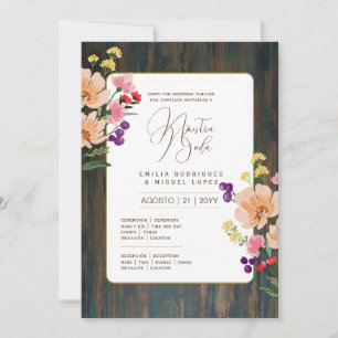 Espanol Invitación de Boda Floral Wedding Rustic I Invitation