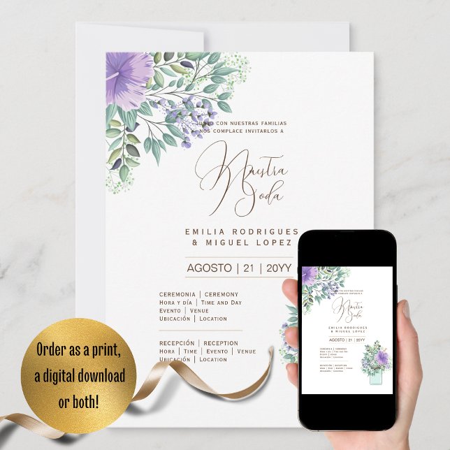 Espanol Invitación de Boda Summer Floral Wedding I Invitation (Creator Uploaded)