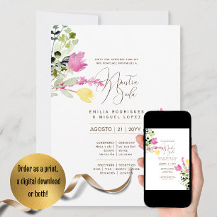 Espanol Invitación de Boda Summer Floral Wedding I Invitation