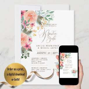 Espanol Invitación de Boda Summer Floral Wedding I Invitation