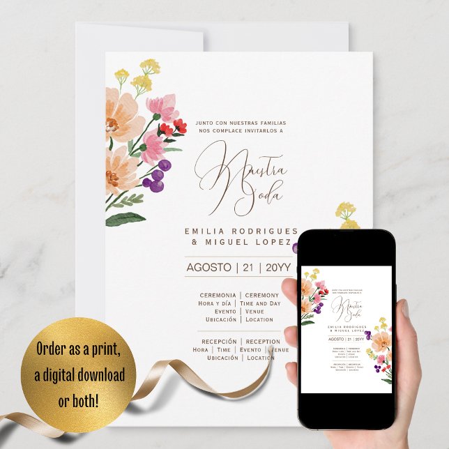 Espanol Invitación de Boda Summer Floral Wedding I Invitation (Creator Uploaded)