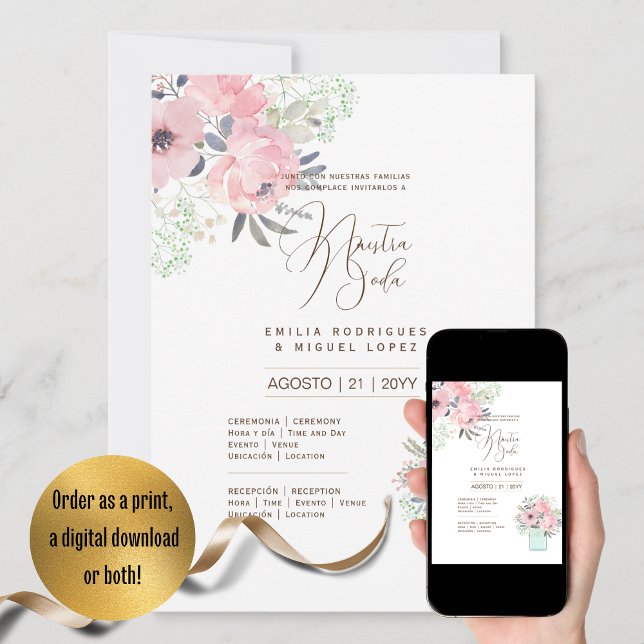 Espanol Invitación de Boda Summer Floral Wedding I Invitation (Creator Uploaded)