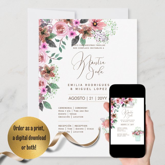 Espanol Invitación de Boda Summer Floral Wedding I Invitation (Creator Uploaded)